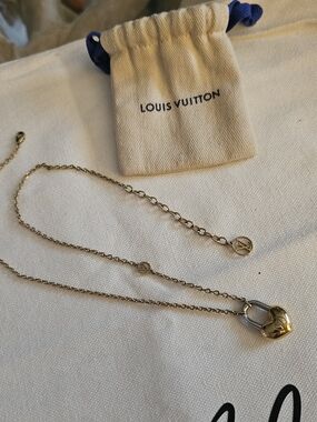 Louis Vuitton Gold & Silver Heart Padlock Necklace